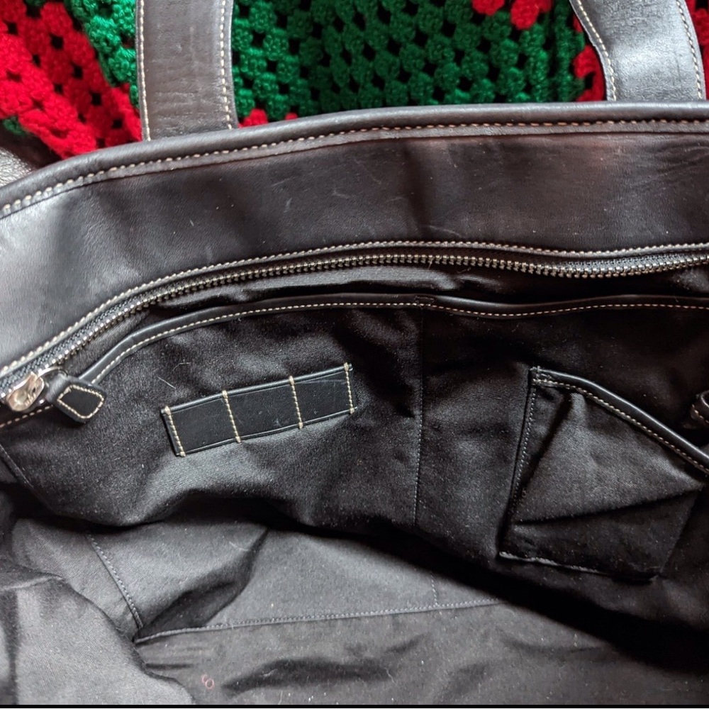 Coach Black Leather Laptop Briefcase with Design and Silver Accents - Picture 5 of 7